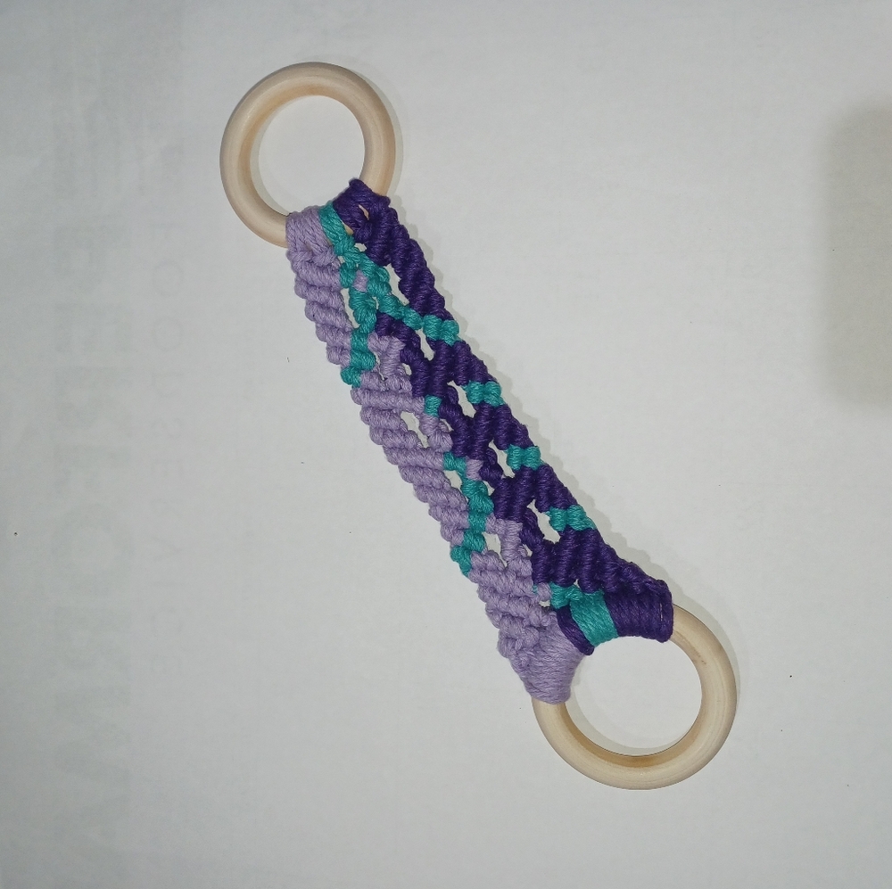 Macrame Hand Kitchen Wood Cotton Towel Holder Boho Teal Purple Lavender